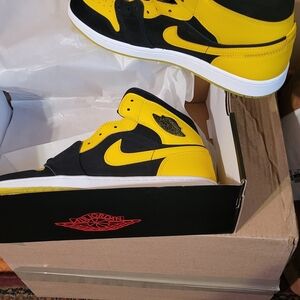 Jordan Black and Yellow Sneakers